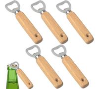 Azlanway Décapsuleur Bière en Bois, 5Pcs Ouvre Bouteille Acier Inox Résistant Portable et Durable Cadeau Original pour Homme Accessoire Maison Cuisine Bar Facile à Utiliser Élégant