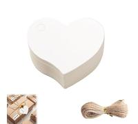Azlanway Étiquettes Cœur en Papier Kraft Blanc - 100 Pendentifs avec Cordon pour Cadeaux, Mariage, Anniversaire, DIY, Noël, Saint-Valentin, Décoration