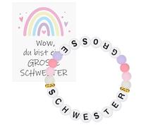 Azlanway Grand bracelet cadeau pour sœur - Ensemble de bracelets avec lettres de l'alphabet et carte - Joli cadeau pour fille pour la naissance d'un frère ou d'une sœur ou comme attention émotionnelle