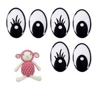 Azlanway Lot de 100 yeux de poupée ovales - Noir et blanc - 16 mm - 25 mm - Avec rondelles de cils - Yeux en plastique - Yeux bouton pour animaux au crochet - Poupée en peluche - Marionnettes - Doudou