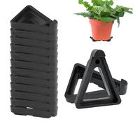 Azlanway Lot de 12 pieds triangulaires invisibles en plastique noir durable, surélèvent les pots d'intérieur et d'extérieur pour le drainage, la circulation de l'air et la protection de surface