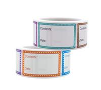 Azlanway Lot de 2 rouleaux de 1000 étiquettes autocollantes multicolores pour congélateur, 2,5 x 4,6 cm, faciles à décoller pour dattes, restauration, cuisine, aliments amovibles pour bocaux et