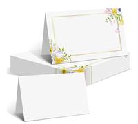Azlanway Lot de 50 cartons de table, design floral, pliables, pour étiquetage de mariage, anniversaire, baptême, communion, célébration, Nouvel An, anniversaire, décoration de table
