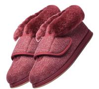 AZMAHT Chaussure Pied Large Femme Hiver Chaud Pantoufle Santé pour âgées Pieds Enflé Gonflée Chaussure Réglable Orthopédique Sandales pour Les Pieds fatigués,Rouge,41/255mm