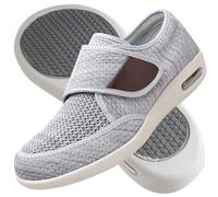 AZMAHT Chaussures à Enfiler pour Homme Pantoufles Diabétiques Extra Larges Pieds Gonflés Chaussures de Pied diabétique de Grande Taille Chaussures Ajustables,Light Gray,47 EU