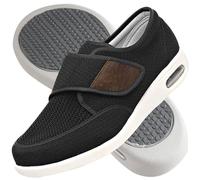 AZMAHT Chaussures à Enfiler pour Homme Pantoufles Diabétiques Extra Larges Pieds Gonflés Chaussures de Pied diabétique de Grande Taille Chaussures Ajustables,Noir,43.5 EU