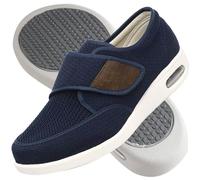 AZMAHT Chaussures à Enfiler pour Homme Pantoufles Diabétiques Extra Larges Pieds Gonflés Chaussures de Pied diabétique de Grande Taille Chaussures Ajustables,Bleu,46 EU