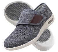 AZMAHT Chaussures à Enfiler pour Homme Pantoufles Diabétiques Extra Larges Pieds Gonflés Chaussures de Pied diabétique de Grande Taille Chaussures Ajustables,Dark Gray,43.5 EU