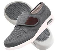 AZMAHT Chaussures à Enfiler pour Homme Pantoufles Diabétiques Extra Larges Pieds Gonflés Chaussures de Pied diabétique de Grande Taille Chaussures Ajustables,Gris,44.5 EU