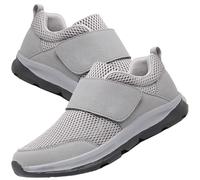 AZMAHT Chaussures Diabétiques pour Hommes Chaussons Orthopédiques Chaussure Ajustable par Attache Pantoufles Antidérapant sans Lacets Baskets de randonnée en Plein air,Gris,41/255mm