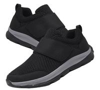 AZMAHT Chaussures Diabétiques pour Hommes Chaussons Orthopédiques Chaussure Ajustable par Attache Pantoufles Antidérapant sans Lacets Baskets de randonnée en Plein air,Noir,38/240mm