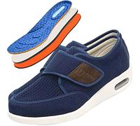 AZMAHT Chaussures diabétiques pour Hommes, en Tissu Eté Scratch Réglable Orthopédique Viscoélastique pour Oedème Gonflé Pied Large Orteil Ouvert Elargissement,Bleu,45 EU