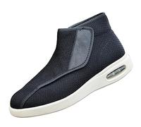 AZMAHT Chaussures Orthopédiques Homme Chaussons Diabétiques pour Hommes Chaussures Réglable Fermeture Scratch Sandale Chaussons Elargissement Réglable,Noir,43.5 EU