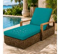 AZMAHT Coussin Bain De Soleil Déperlant, Coussin Chaise Exterieur avec Mousse 50D, 6 Attaches, Base Antidérapante, Zip, Double Passepoil, Poignée Jardin,Dark Green,188x58x8cm