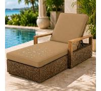 AZMAHT Coussin Bain De Soleil Déperlant, Coussin Chaise Exterieur avec Mousse 50D, 6 Attaches, Base Antidérapante, Zip, Double Passepoil, Poignée Jardin,Kaki,188x58x8cm