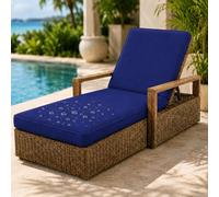 AZMAHT Coussin Bain De Soleil Déperlant, Coussin Chaise Exterieur avec Mousse 50D, 6 Attaches, Base Antidérapante, Zip, Double Passepoil, Poignée Jardin,Dark Blue,188x58x10cm