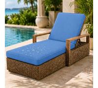 AZMAHT Coussin Bain De Soleil Déperlant, Coussin Chaise Exterieur avec Mousse 50D, 6 Attaches, Base Antidérapante, Zip, Double Passepoil, Poignée Jardin,Sky Blue 2,188x58x10cm