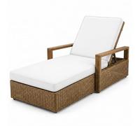 AZMAHT Coussin Bain De Soleil: Matelas Transat Extérieur Imperméable, Coussin Chaise Longue Confort Ferme Mousse 50D avec 6 Sangles, Coussin Chaise Extérieur Déhoussable,Blanc,193x56x5cm