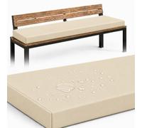 AZMAHT Coussin De Banc Imperméable, Coussin Banquette en Mousse 50D pour Terrasse, Cuisine Coussin De Banc 2/3 Places, Tapis De Siege Souple, Antidérapant pour Banc,Cream,130x50x5cm