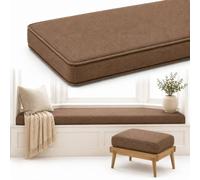 AZMAHT Coussin de Siège pour Banc en Lin Lavable, pour Banquette Fenêtre | Coussin de banc; assise antidérapante haute densité intérieur extérieur; housse amovible lavable pour jardin