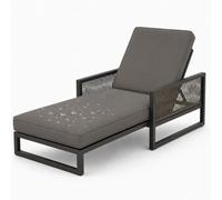 AZMAHT Coussin Exterieur Impermeable avec Mousse 50D, Coussin Transat Bain De Soleil À Accoudoirs & 6 Sangles, Matelas De Remplacement Épais pour Chaise Longue Jardin,Gris,188x58x8cm