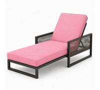 AZMAHT Coussin Exterieur Impermeable avec Mousse 50D, Coussin Transat Bain De Soleil À Accoudoirs & 6 Sangles, Matelas De Remplacement Épais pour Chaise Longue Jardin,Rose,183x53x6cm