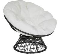 AZMAHT Grand Coussin Rond pour Chaise, Coussin épais pour Chaise à Bascule d'extérieur, Coussin de Siège pour Panier Suspendu en Rotin, Coussin de Remplacement pour Nid d'Oeuf,Blanc,100×100
