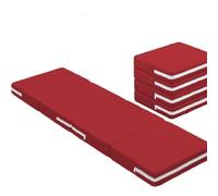 AZMAHT Matelas Pliable de Voyage en Mousse avec Housse Amovible Lavable, Matelas d'Appoint pour Invités, Camping, Yoga, Léger,Rouge,150x200x5cm