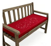 AZMAHT Outdoor Seat Cushion for Bench 2/3 Seater, Waterproof 5cm Thick Cushion with Anti Slip Bottom and Ties for Garden Patio Balcony Sofa,Rouge,65x40x5cm