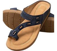 AZMAHT Pantoufles de correction du pouce pour femmes Anti-douleur Hallux Valgus Bunion Sandales avec Soutien De La Voûte Plantaire Faux Cuir orthopédique Femmes Chaussures,Bleu,39