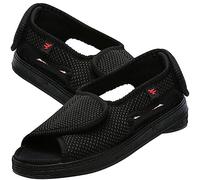AZMAHT Pantoufles Diabétiques Femme Chaussons Elargissement Réglable pour Personne Âgée Pieds Gonflés Arthrite Oedème Chaussures de Marche Respirantes Confortables,Noir,37