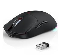 Azmall Souris de jeu sans fil 3 modes (BT5.3/2,4 GHz/USB-C) - 8000 DPI, 7 boutons programmables, RVB, mode Jiggler, batterie 600 mAh, ergonomique, silencieuse, pour bureau et jeux (mode Jiggler, noir)