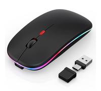 Azmall Souris sans Fil avec Mode Jiggler - Bluetooth 5.2 & 2.4G sans Fil pour Ordinateur Portable, PC, iOS, Android, iPad et Windows, LED 7 Couleurs & 1600 DPI Optique (Noir, Mode Jiggler)