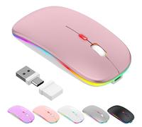 Azmall Souris sans fil LED rechargeable 2,4 G Trimode Bluetooth 3.0/5.2 Souris d'ordinateur optique silencieuse avec USB Type-C pour ordinateur portable/iPad/tablette/Apple/ordinateur/Mac/ordinateur