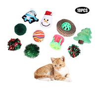 AZMUDE Ensemble de Jouets de Chat, 10pcs en Plastique Pet Pet Christmas Paper Paper Bell Bell Funny Interactive Training Supplies for Cats Playtime Stimulation Materifications en Peluche