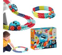 Aznever Piste de Course Jouet, Ensemble de Piste de Course pour | Piste de Course Flexible avec lumière LED drôle - Fournitures pour, Jouet d'assemblage électrique de Bricolage pour étudiants Filles