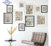 AZNM Affiche Murale sur Toile, Impression Décorative, Illustration Champignons, Herbes Botaniques Vintage, Fleurs, Encyclopédie des Légumes, Décoration de Chambre 8