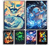AZNM Pokemon Vaporeon Squirtle Charizard Bulbasaur Impression sur toile, affiche d'anime pour décoration de chambre d'enfant, sans cadre 13