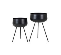 AZOK - Lot de 2 Cache-Pots sur Pieds en Métal Noir -