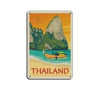 AZOLID Pancarte en métal Thaïlande Railay Plage Maison Cuisine Restaurant Wall Club Maison Décoration Maison Voyage Tin Signs 30 x 20 cm