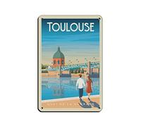 AZOLID Pancarte en métal Toulouse France Voyage Tin Signs Wall Art Poster en métal pour maison, bar, café, garage, salle de bain 30 x 20 cm