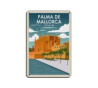 AZOLID Panneau en étain amusant Palma de Mallorca Espagne Voyage en étain Vintage Rétro Bar Club Cave Maison Cuisine Décoration murale Rustique 14 x 20 cm