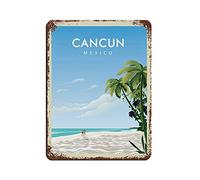 AZOLID Panneaux en métal Cancun Mexique - Affiche murale en métal pour maison, bar, café, garage, salle de bain - 14 x 20 cm