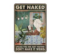AZOLID Plaque en étain rétro avec inscription « Get Naked Unless You are Just Visiting Don't Make It Weird » - 14 x 20 cm
