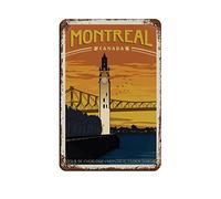 AZOLID Plaque en étain rétro Canada Montréal - Décoration murale - 14 x 20 cm