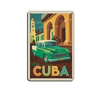 AZOLID Plaque en étain rétro Cuba - Décoration murale - 30 x 20 cm