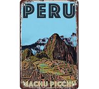AZOLID Plaque en métal amusante pour décoration murale du Pérou Machu Picchh vintage pour bar, club, grotte, maison, cuisine, voyage, 30 x 20 cm