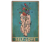 AZOLID Plaque en métal avec citation amusante « Self Love » - Décoration murale pour bars, restaurants, cafés et pubs - 20 x 30 cm