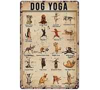 AZOLID Plaque en métal avec motif chien de yoga - Vintage - Pour bar, club, grotte - Décoration murale rustique - 30 x 20 cm