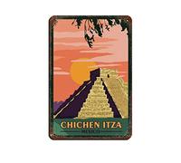 AZOLID Plaque en métal Chichen Itza Mexique humoristique Voyage en étain Bar Café Maison Chambre Art Décoration murale Cadeau Extérieur Intérieur 30 x 20 cm